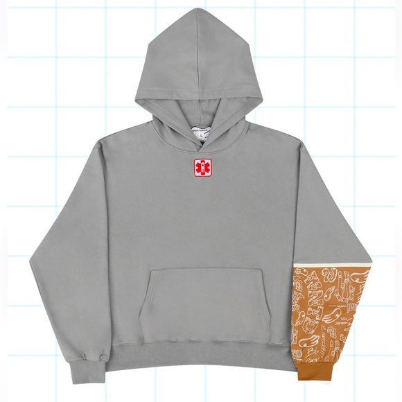 NWOT blu boy WNTD Apparel Arm Cast Sleeve Hoodie Grey Small gray-brown cast - Picture 1 of 5